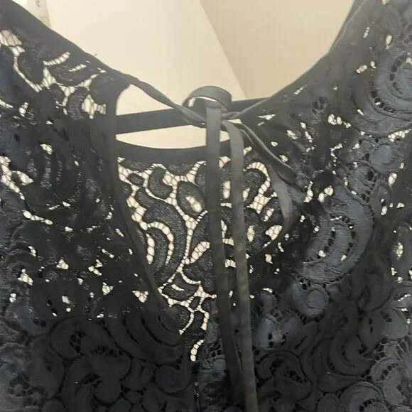 Ann Taylor LOFT Women's Lace Overlay Mini Dress 12 - Picture 4 of 7